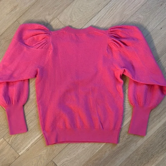 Ulla Johnson Pink Crew Neck Sweater with Balloon Sleeves - Picture 6 of 6